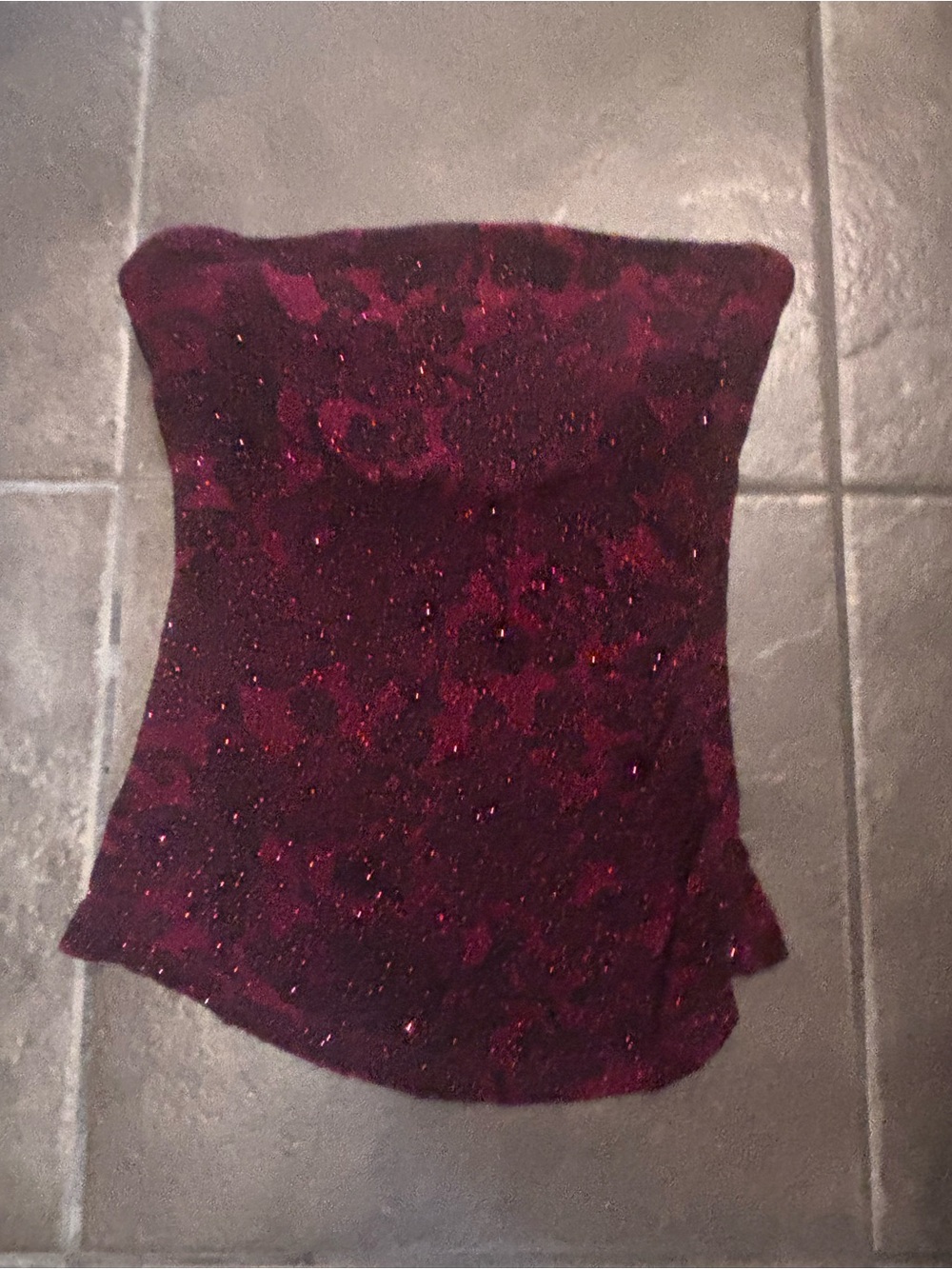 Sparkling Burgundy Strapless Tube Top
